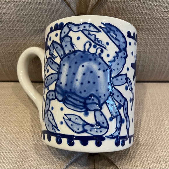 Come Dream With Me by Diane 2001 VTG blue & white Authentic Stoneware Crab mugs - Picture 2 of 6
